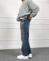 Eskitme Nakışlı Yıkamalı Regular Kalıp Denim Jean