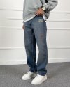 Eskitme Nakışlı Yıkamalı Regular Kalıp Denim Jean