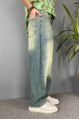 Eskitme Super Baggy Jean Taşlanmış Balon Pantolon
