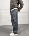 Eskitme Yıkamalı Baggy Bol Kalıp Denim Mavi Jean