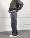 Eskitme Yıkamalı Baggy Bol Kalıp Denim Mavi Jean