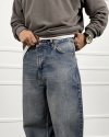 Eskitme Yıkamalı Baggy Bol Kalıp Denim Mavi Jean