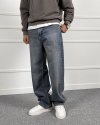 Eskitme Yıkamalı Baggy Bol Kalıp Denim Mavi Jean