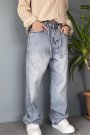 İp Kemerli Rahat Kesim Baggy Kot Pantolon Açık Mavi