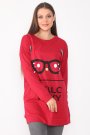 Gözlük Baskılı Tunik Sweatshirt