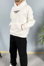 Kilim İşlemeli Oversize Ekru Kapüşonlu Sweatshirt