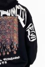 Kilim İşlemeli Oversize Siyah Kapüşonlu Sweatshirt