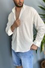 Kırinkıl Kumaş Oversize Yumuşak Dokulu Beyaz Gömlek