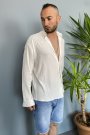 Kırinkıl Kumaş Oversize Yumuşak Dokulu Beyaz Gömlek