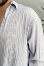 Kırinkıl Kumaş Oversize Yumuşak Dokulu Mavi Gömlek