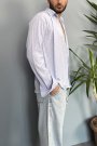 Kırinkıl Kumaş Oversize Yumuşak Dokulu Mavi Gömlek