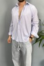 Kırinkıl Kumaş Oversize Yumuşak Dokulu Mavi Gömlek
