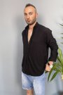 Kırinkıl Kumaş Oversize Yumuşak Dokulu Siyah Gömlek