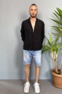 Kırinkıl Kumaş Oversize Yumuşak Dokulu Siyah Gömlek