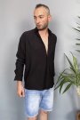 Kırinkıl Kumaş Oversize Yumuşak Dokulu Siyah Gömlek