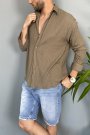 Kırinkıl Kumaş Oversize Yumuşak Dokulu Vizon Gömlek