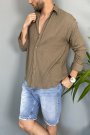Kırinkıl Kumaş Oversize Yumuşak Dokulu Vizon Gömlek