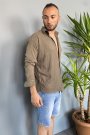 Kırinkıl Kumaş Oversize Yumuşak Dokulu Vizon Gömlek