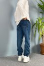 Koyu Mavi Boyfriend Baggy Fit Jean Kot Pantolon