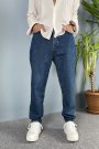 Koyu Mavi Boyfriend Baggy Fit Jean Kot Pantolon