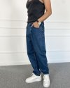 Lacivert Baggy Fit Jean Kot Pantolon
