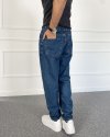 Lacivert Baggy Fit Jean Kot Pantolon