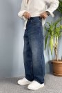 Lacivert Taşlanmış Baggy Kalıp Jean - Kot Pantolon