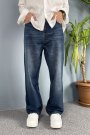 Lacivert Taşlanmış Baggy Kalıp Jean - Kot Pantolon
