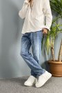Mavi Yırtık Detaylı Jean Denim - Boyfriend Kot Pantolon
