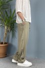 Modal Kumaş Bağcıklı Baggy Pantolon Haki