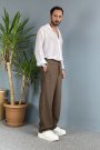 Modal Kumaş Bağcıklı Baggy Pantolon Kahverengi