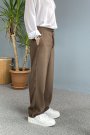 Modal Kumaş Bağcıklı Baggy Pantolon Kahverengi
