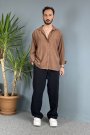 Modal Kumaş Bağcıklı Baggy Pantolon Siyah
