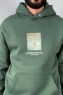 Van Gogh Oversize Cepli Yeşil Kapüşonlu Sweatshirt