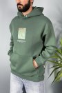 Van Gogh Oversize Cepli Yeşil Kapüşonlu Sweatshirt