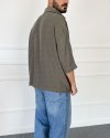 Nakışlı Oversize Asimetrik Kesim Kısa Kollu Gömlek Haki