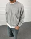 Boxy Fit Nakışlı Yıkamalı Yumuşak Dokulu Sweatshirt Gri