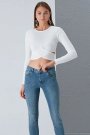 Önü Çapraz Crop Tasarım Kaşkorse Beyaz Bluz