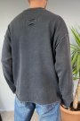 Oversize Antrasit Bisiklet Yaka Yıkamalı Sweatshirt