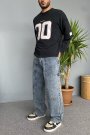 Oversize Baskılı Old School Siyah Sweatshirt