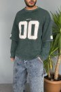 Oversize Baskılı Old School Yeşil Sweatshirt