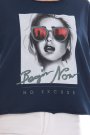 Begin Now Salaş Tasarım Mavi Kadın Sweatshirt