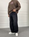 Şerit Detaylı Siyah Baggy Jean