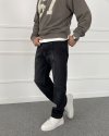 Şerit Detaylı Siyah Regular Fit Jean