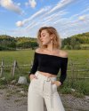 Siyah Kaşkorse Crop Bluz Yanları İp Büzgülü Uzun Kollu