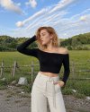 Siyah Kaşkorse Crop Bluz Yanları İp Büzgülü Uzun Kollu