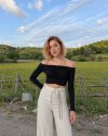 Siyah Kaşkorse Crop Bluz Yanları İp Büzgülü Uzun Kollu