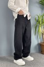 Siyah Taşlanmış Baggy Kalıp Jean - Kot Pantolon