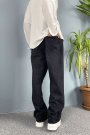 Siyah Taşlanmış Baggy Kalıp Jean - Kot Pantolon