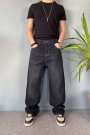Siyah Taşlanmış Baggy Kot Pantolon